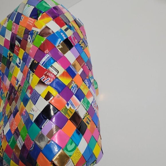 Structured Artsy Quirky Vibrant Contemporary Candy Wrapper Statement Handbag O/S - Picture 11 of 16